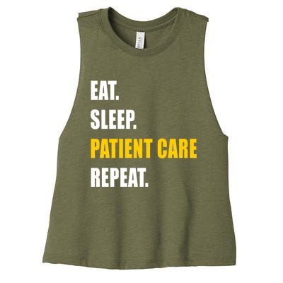 Eat Sleep Patient Care Repeat Pct Pca Patient Techs Work Gift Women's Racerback Cropped Tank