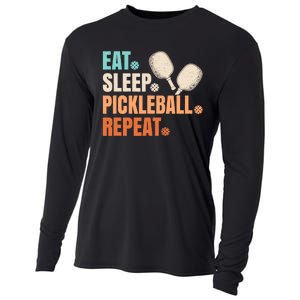 Eat Sleep Pickleball Repeat Funny Pickle Ball Player Cooling Performance Long Sleeve Crew