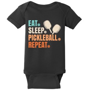 Eat Sleep Pickleball Repeat Funny Pickle Ball Player Baby Bodysuit