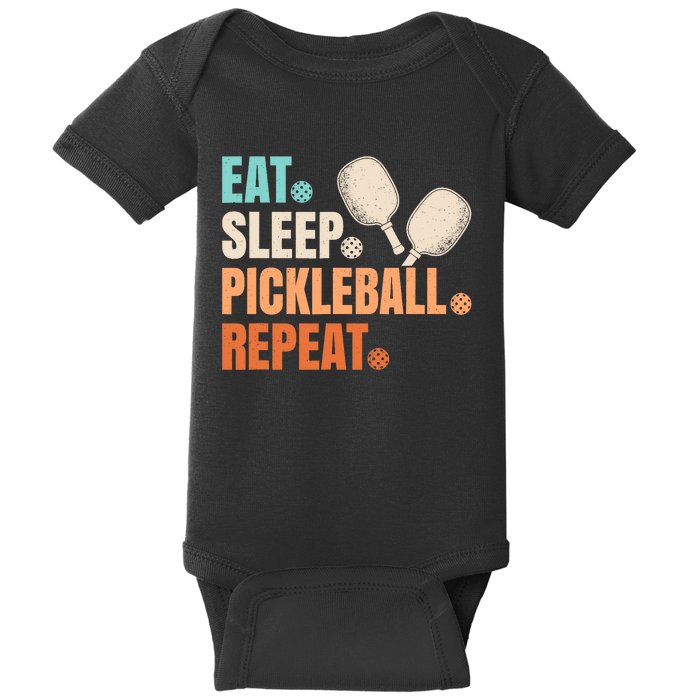 Eat Sleep Pickleball Repeat Funny Pickle Ball Player Baby Bodysuit