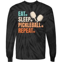 Eat Sleep Pickleball Repeat Funny Pickle Ball Player Tie-Dye Long Sleeve Shirt