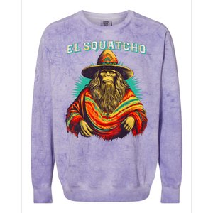 El Squatcho Poncho Western Bigfoot Funny Sasquatch Colorblast Crewneck Sweatshirt