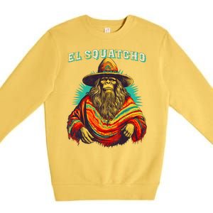 El Squatcho Poncho Western Bigfoot Funny Sasquatch Premium Crewneck Sweatshirt