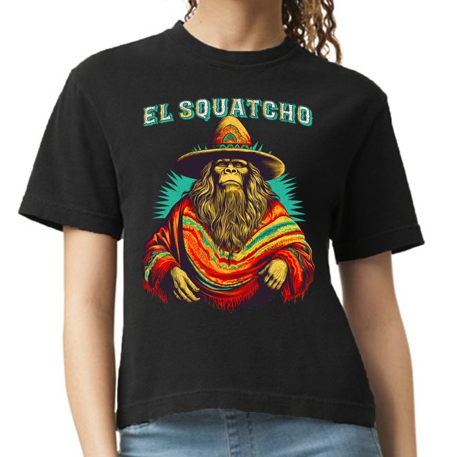 El Squatcho Poncho Western Bigfoot Funny Sasquatch Comfort Colors Boxy T-Shirt