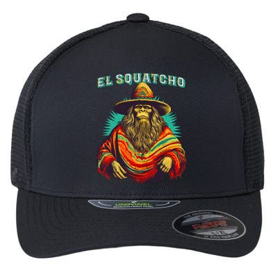El Squatcho Poncho Western Bigfoot Funny Sasquatch Flexfit Unipanel Trucker Cap