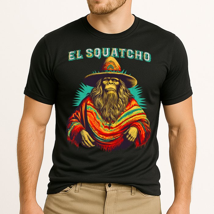 El Squatcho Poncho Western Bigfoot Funny Sasquatch Cooling Performance Crew T-Shirt