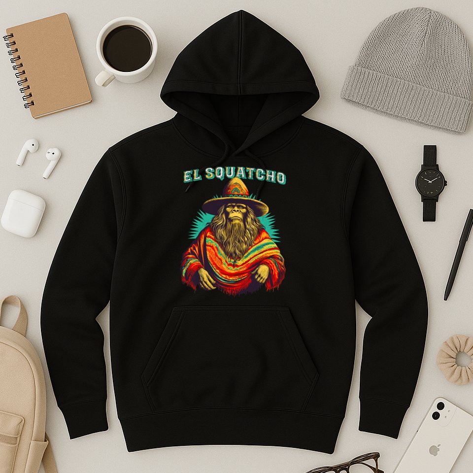 El Squatcho Poncho Western Bigfoot Funny Sasquatch Hoodie