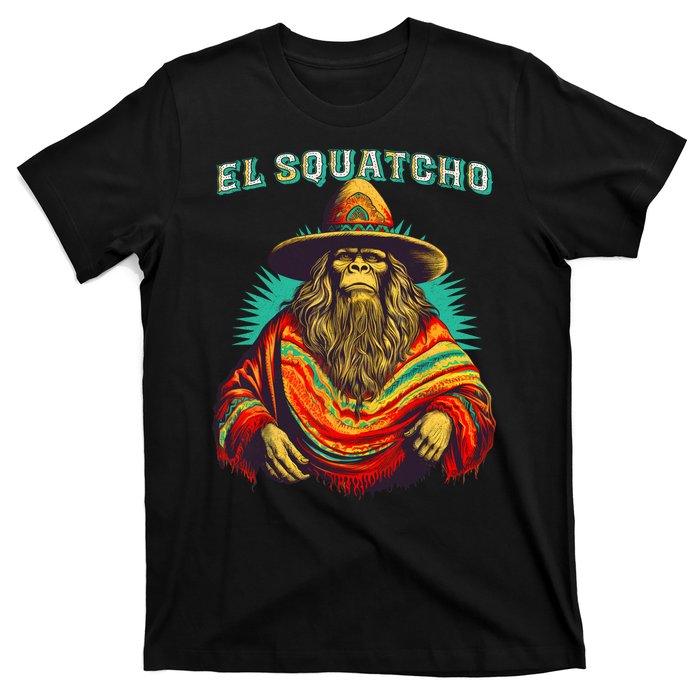 El Squatcho Poncho Western Bigfoot Funny Sasquatch T-Shirt