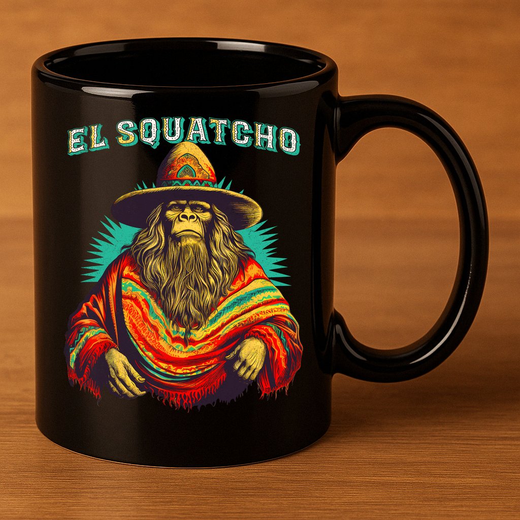 El Squatcho Poncho Western Bigfoot Funny Sasquatch 11oz C Handle Ceramic Mug