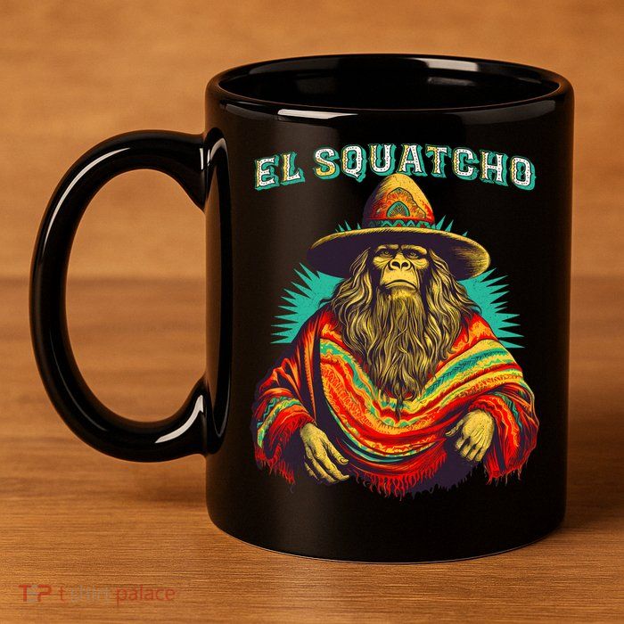 El Squatcho Poncho Western Bigfoot Funny Sasquatch 11oz C Handle Ceramic Mug