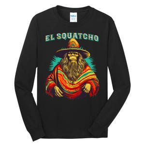 El Squatcho Poncho Western Bigfoot Funny Sasquatch Tall Long Sleeve T-Shirt