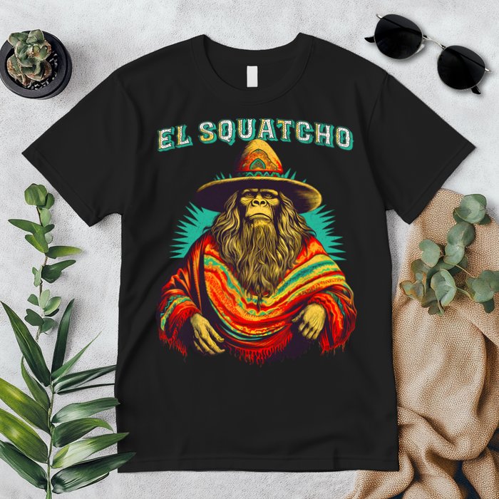 El Squatcho Poncho Western Bigfoot Funny Sasquatch Premium T-Shirt
