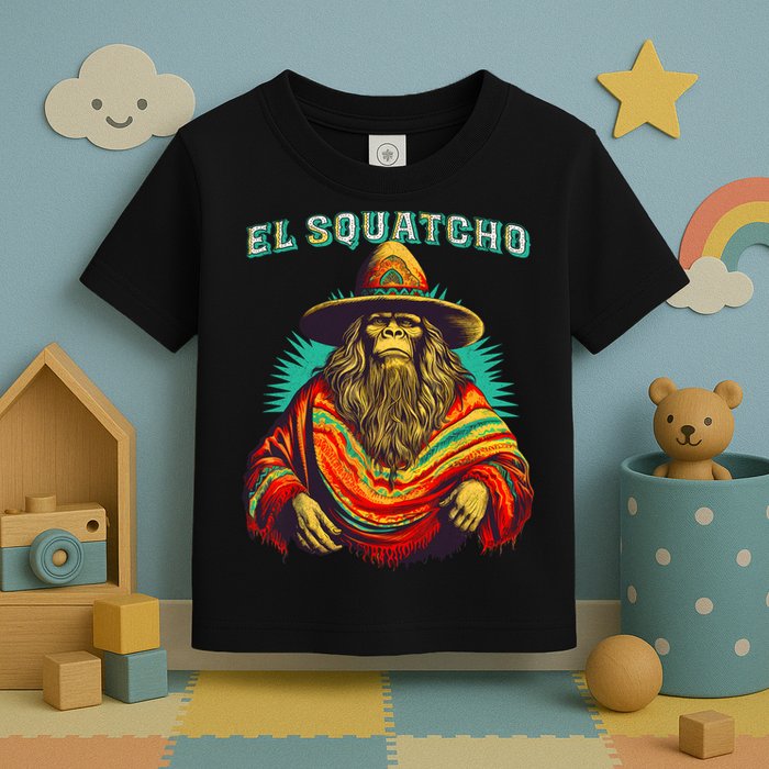 El Squatcho Poncho Western Bigfoot Funny Sasquatch Toddler T-Shirt