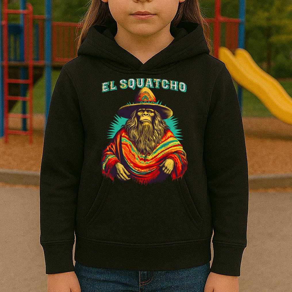 El Squatcho Poncho Western Bigfoot Funny Sasquatch Kids Hoodie