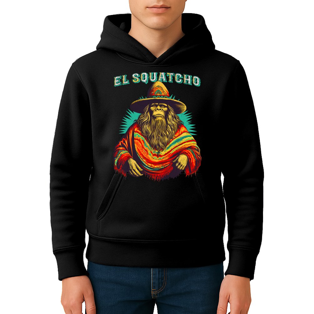 El Squatcho Poncho Western Bigfoot Funny Sasquatch Kids Hoodie