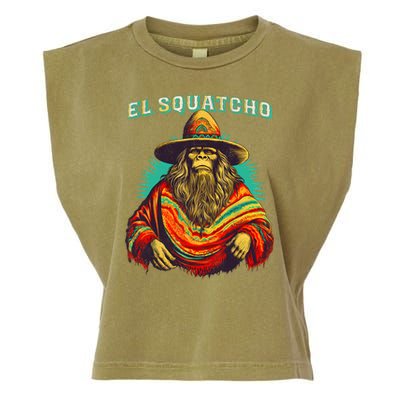 El Squatcho Poncho Western Bigfoot Funny Sasquatch Garment-Dyed Women's Muscle Tee