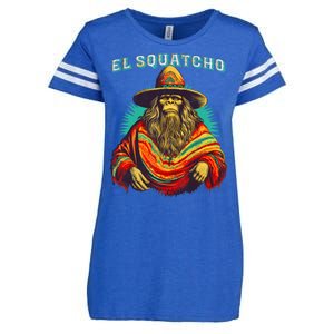 El Squatcho Poncho Western Bigfoot Funny Sasquatch Enza Ladies Jersey Football T-Shirt