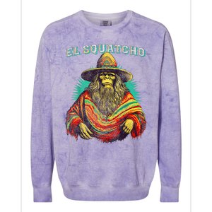 El Squatcho Poncho Western Bigfoot Funny Sasquatch Colorblast Crewneck Sweatshirt