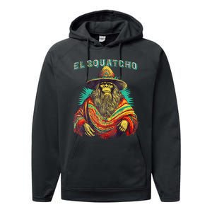 El Squatcho Poncho Western Bigfoot Funny Sasquatch Performance Fleece Hoodie