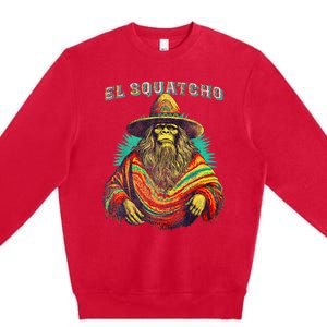 El Squatcho Poncho Western Bigfoot Funny Sasquatch Premium Crewneck Sweatshirt