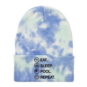 Eat Sleep Pool Repeat Funny Billiards Player Gift Tie Dye 12in Knit Beanie