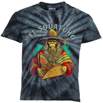 El Squatcho Poncho Taco Western Bigfoot Sasquatch Lovers Kids Tie-Dye T-Shirt