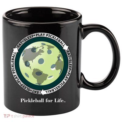 Pickleball | Fun Pickleball | Great Pickleball | Pickleball Shirt | Eat Sleep Pickleball 11oz C Handle Ceramic Mug