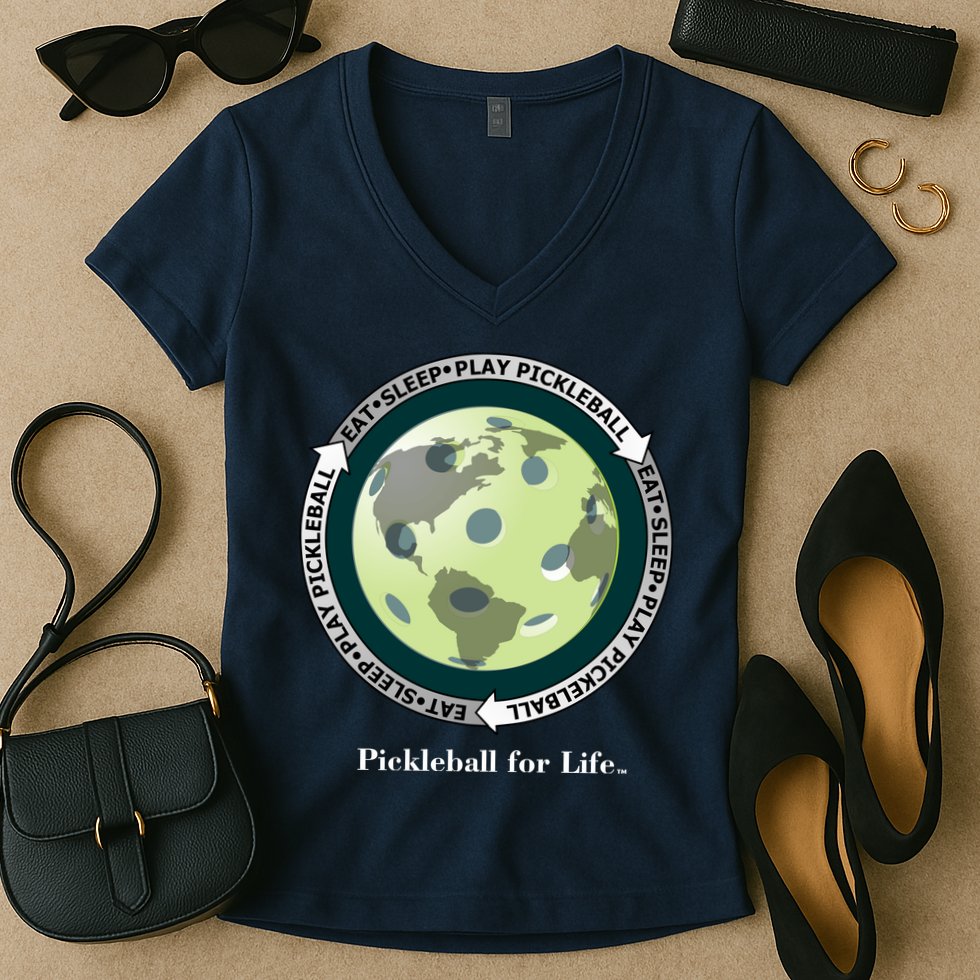 Pickleball | Fun Pickleball | Great Pickleball | Pickleball Shirt | Eat Sleep Pickleball Women's V-Neck T-Shirt