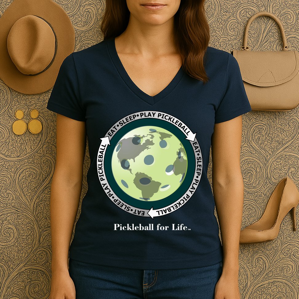 Pickleball | Fun Pickleball | Great Pickleball | Pickleball Shirt | Eat Sleep Pickleball Women's V-Neck T-Shirt