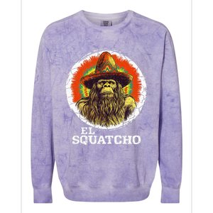 El Squatcho Portrait Western Bigfoot Funny Sasquatch Colorblast Crewneck Sweatshirt