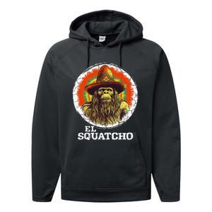 El Squatcho Portrait Western Bigfoot Funny Sasquatch Performance Fleece Hoodie