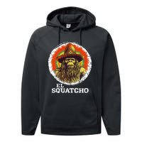 El Squatcho Portrait Western Bigfoot Funny Sasquatch Performance Fleece Hoodie