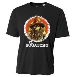 El Squatcho Portrait Western Bigfoot Funny Sasquatch Cooling Performance Crew T-Shirt