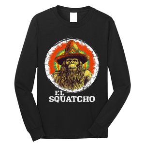 El Squatcho Portrait Western Bigfoot Funny Sasquatch Long Sleeve Shirt