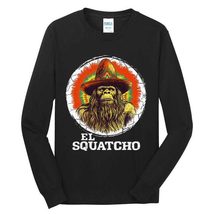 El Squatcho Portrait Western Bigfoot Funny Sasquatch Tall Long Sleeve T-Shirt