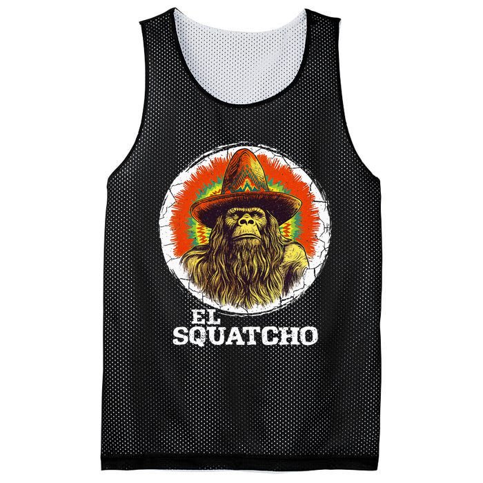 El Squatcho Portrait Western Bigfoot Funny Sasquatch Mesh Reversible Basketball Jersey Tank