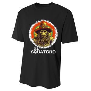 El Squatcho Portrait Western Bigfoot Funny Sasquatch Performance Sprint T-Shirt