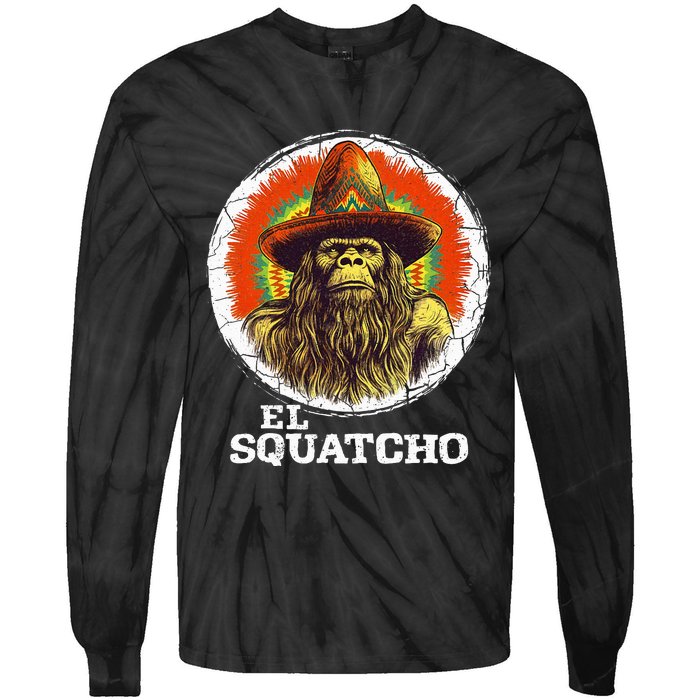 El Squatcho Portrait Western Bigfoot Funny Sasquatch Tie-Dye Long Sleeve Shirt