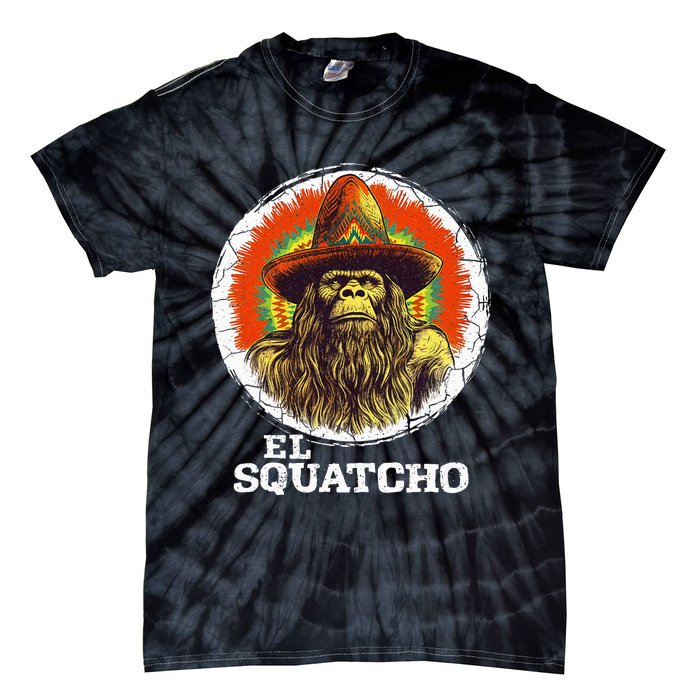 El Squatcho Portrait Western Bigfoot Funny Sasquatch Tie-Dye T-Shirt