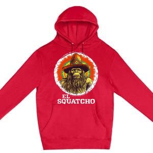 El Squatcho Portrait Western Bigfoot Funny Sasquatch Premium Pullover Hoodie