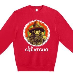 El Squatcho Portrait Western Bigfoot Funny Sasquatch Premium Crewneck Sweatshirt