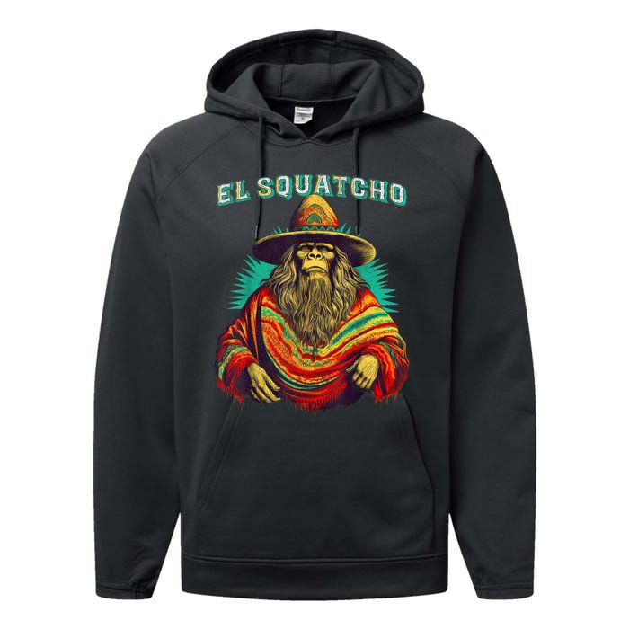 El Squatcho Poncho – Western Bigfoot Funny Sasquatch Performance Fleece Hoodie