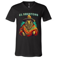 El Squatcho Poncho – Western Bigfoot Funny Sasquatch V-Neck T-Shirt