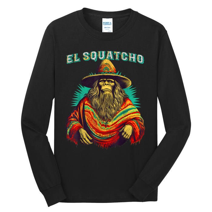 El Squatcho Poncho – Western Bigfoot Funny Sasquatch Tall Long Sleeve T-Shirt