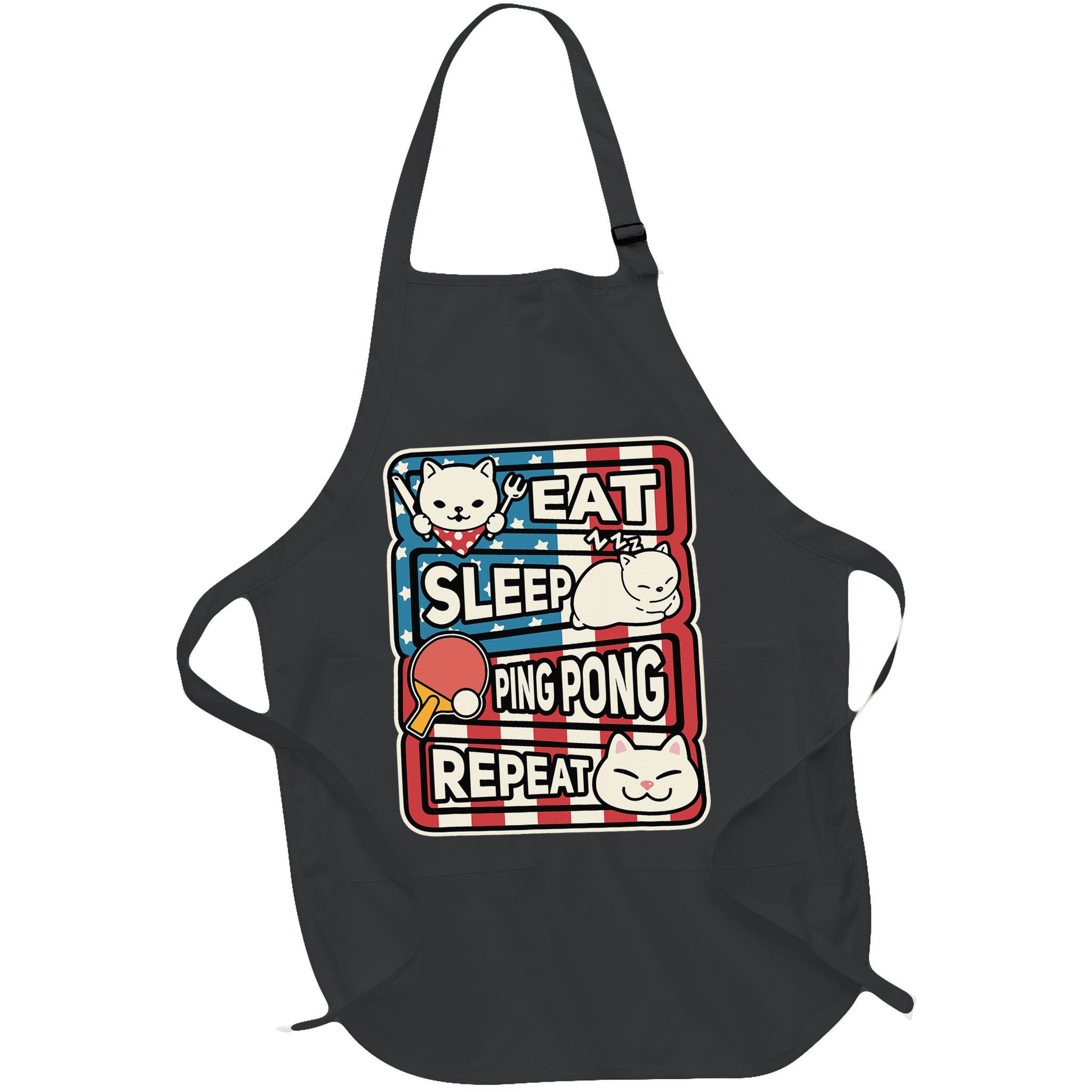 Eat Sleep Ping Pong Repeat Patriotic Table Tennis Outfit Apron