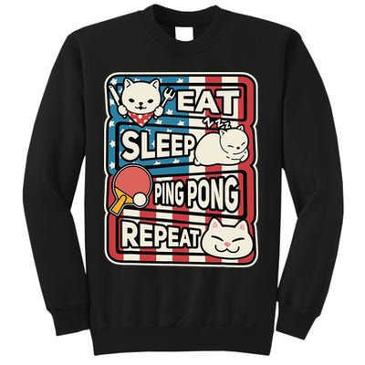 Eat Sleep Ping Pong Repeat Patriotic Table Tennis Outfit Sweatshirt