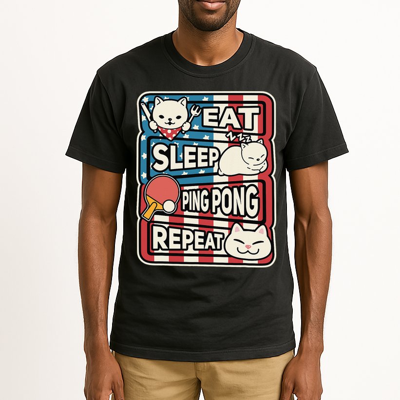 Eat Sleep Ping Pong Repeat Patriotic Table Tennis Outfit Tall T-Shirt
