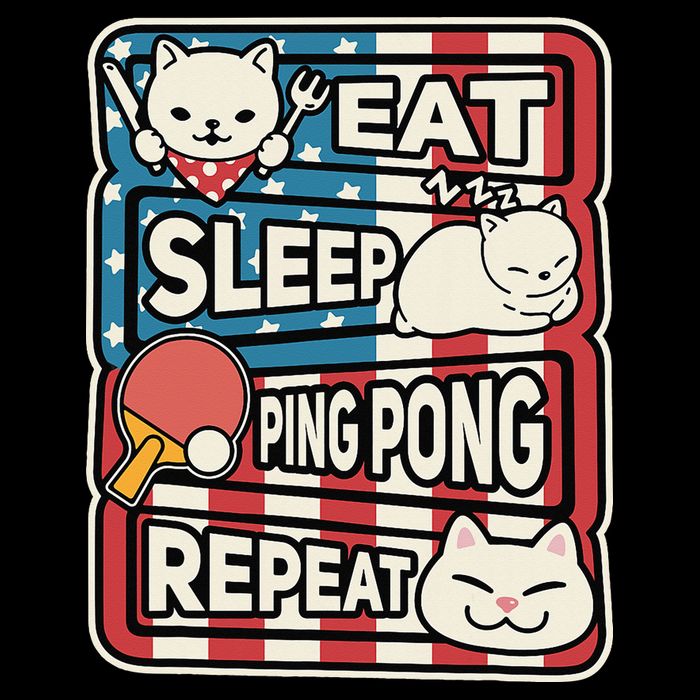 Eat Sleep Ping Pong Repeat Patriotic Table Tennis Outfit Tall T-Shirt