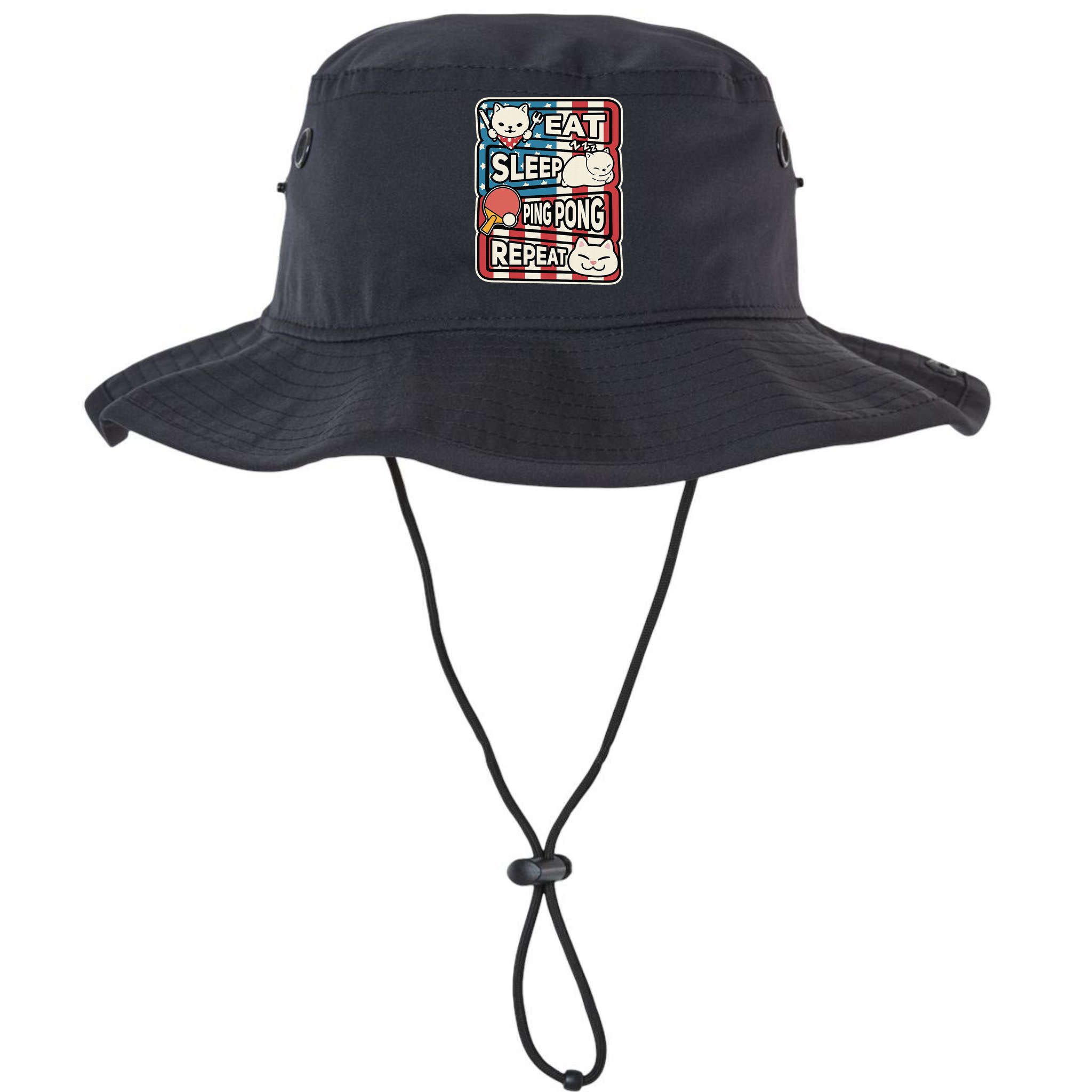 Eat Sleep Ping Pong Repeat Patriotic Table Tennis Outfit Bucket Hat