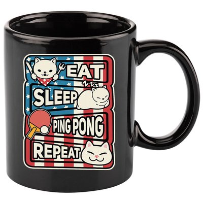 Eat Sleep Ping Pong Repeat Patriotic Table Tennis Outfit 11oz C Handle Ceramic Mug